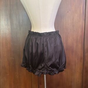 Black Satin Ruffle Bloomers Shorts S